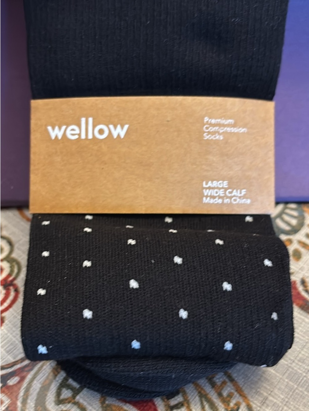 Wellow Women’s Black Polka Dot Compression Socks - Wide Calf
